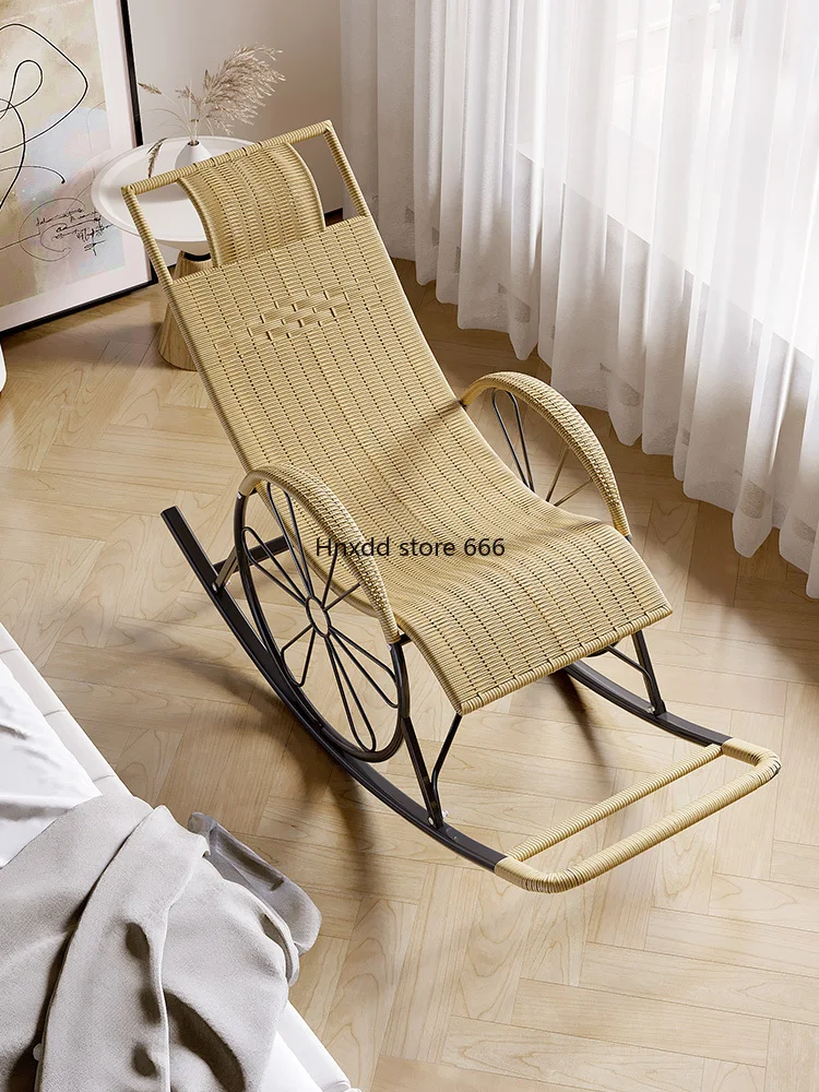 Rocking Adult Easy Elderly Balcony Leisure Reclining Rattan Lazy