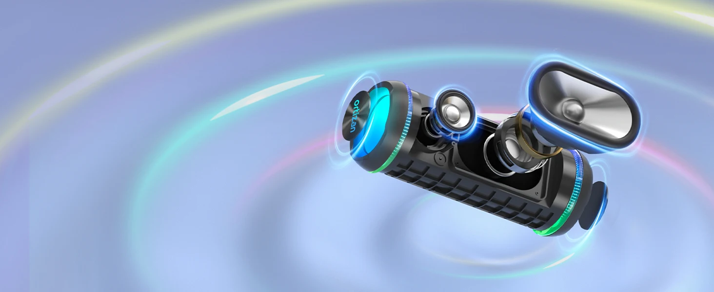 Ortizan X30 Tragbare Bluetooth-Lautsprecher, Bass Boost, 40 W, leistungsstarker kabelloser IPX7-wasserdichter Lautsprecher mit 6600-mAh-Akku, USB/TF/AUX – Detail 2