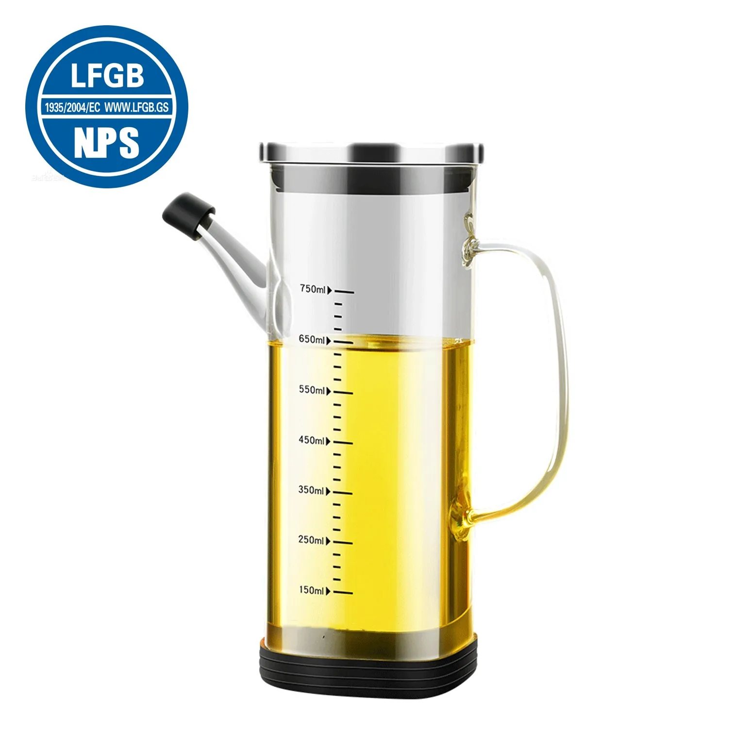 

LFGB Certificated Ultra Hardness High-Borosilicate Glass Oil Kettle Kitchen Cooking Oiler Anti-Smash Fall Resistant Sauce Can