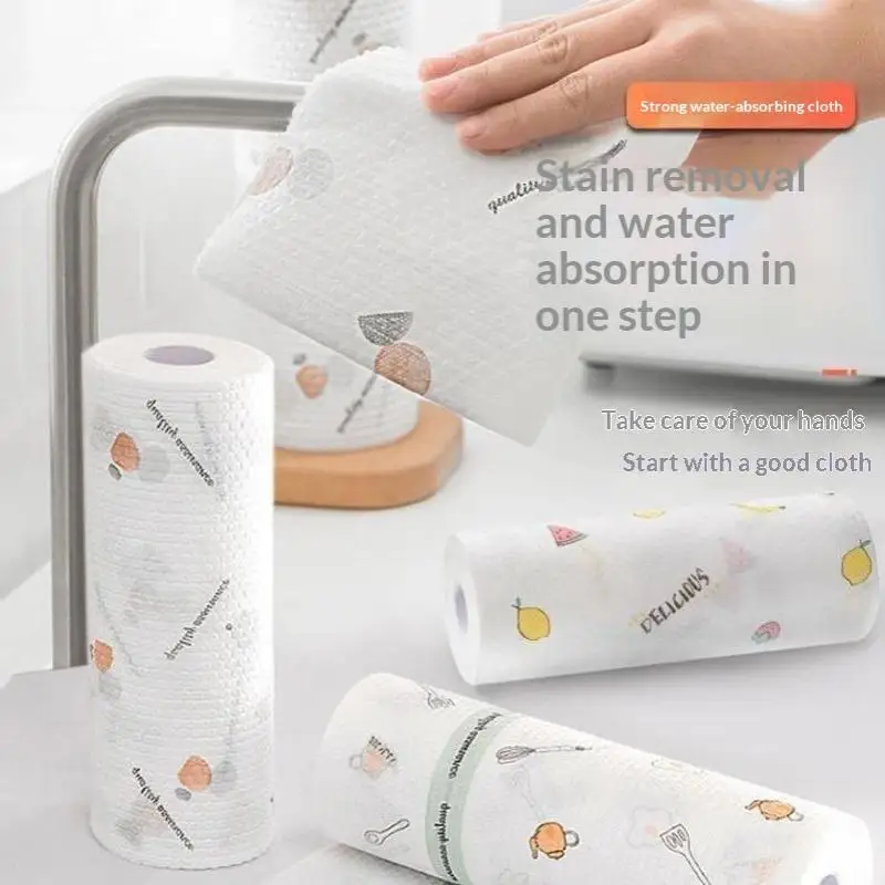 Wholesale 60Pcs Disposable Lazy Rag Thickening Absorbent Dry And Wet Dual‑Use Oil‑Free Kitchen Paper For Household Cleaning Sup