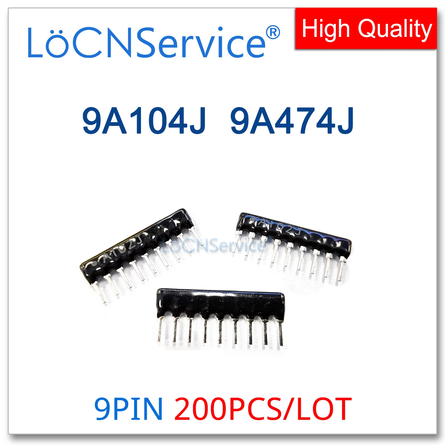 LoCNService 200PCS 9PIN Exclusion Network Resistor array DIP 9A104J 9A474J 104 474 100K 470K OHM A09 104JP 474JP