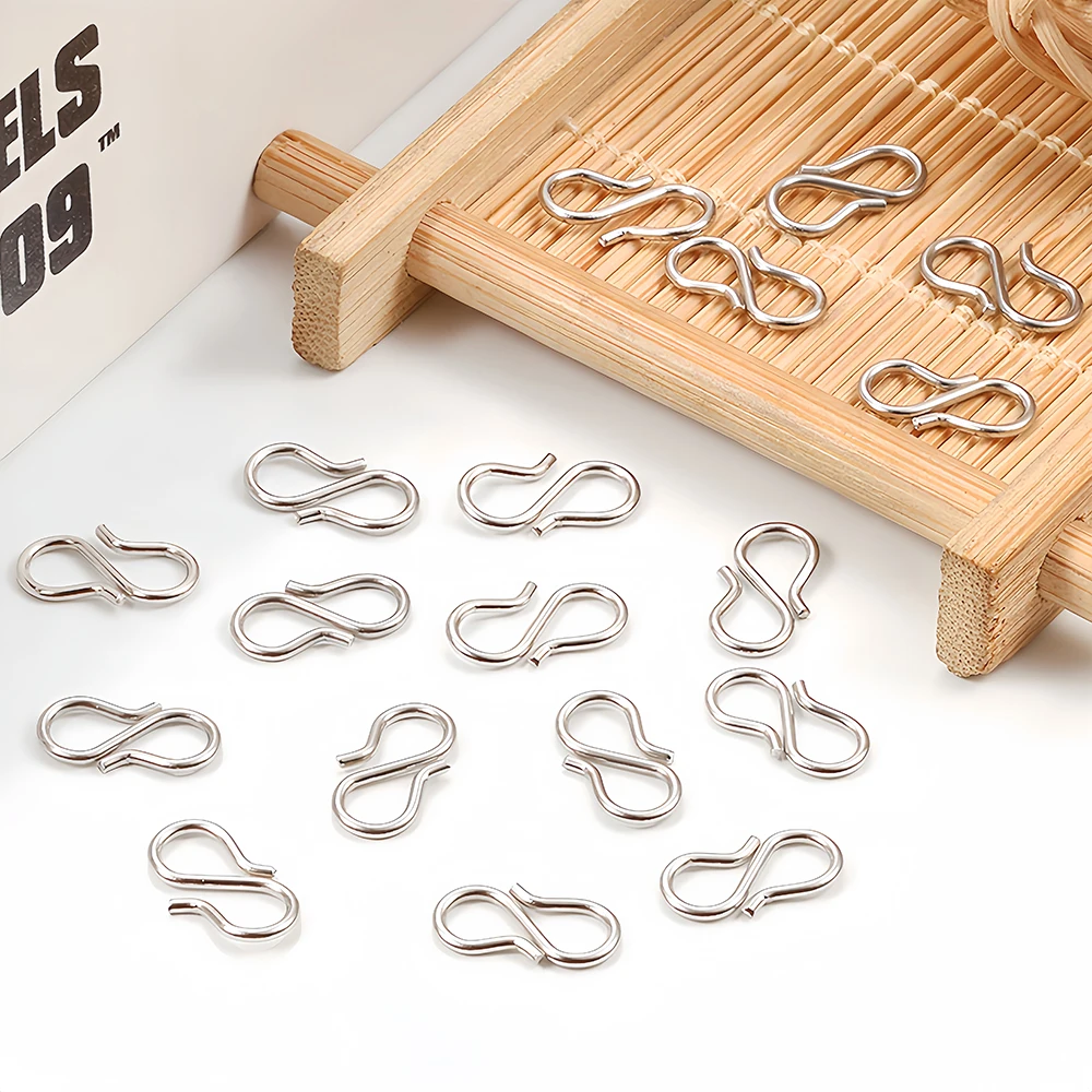 20/50Pcs Stainless Steel S W Shape End Clasp Connector DIY Necklace Bracelet Clasp Hooks for Jewelry Making Supplies Finding