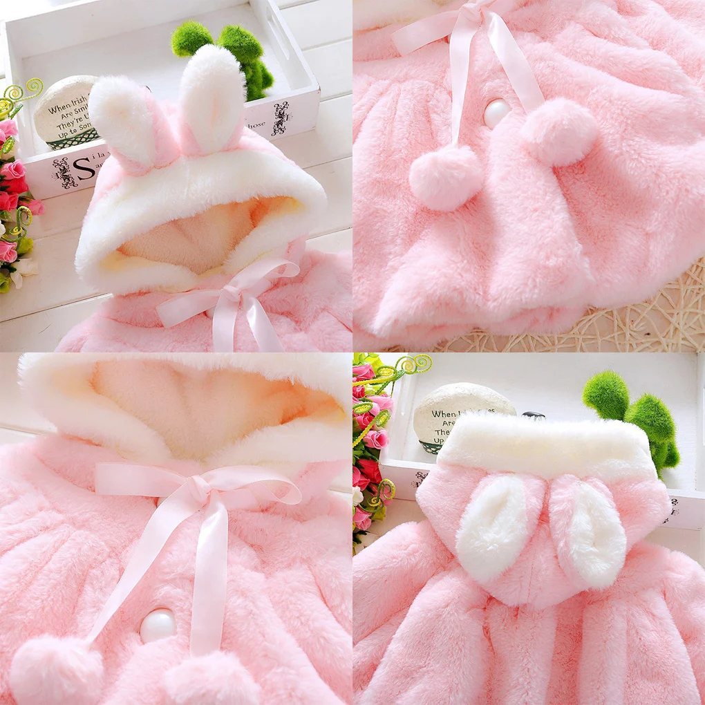 Plush Stylish And Versatile Baby Girl Winter Coat Must-have In Wardrobe Nice Gifts Baby Girl Clothes pink 70cm