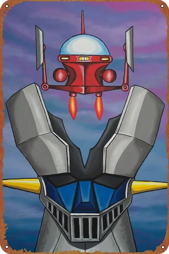 MAZINGER Z PILDER NOW Poster Vintage Tin Sign for Bar Cafe Office Home Wall Decor Gift 12 X 8 inch