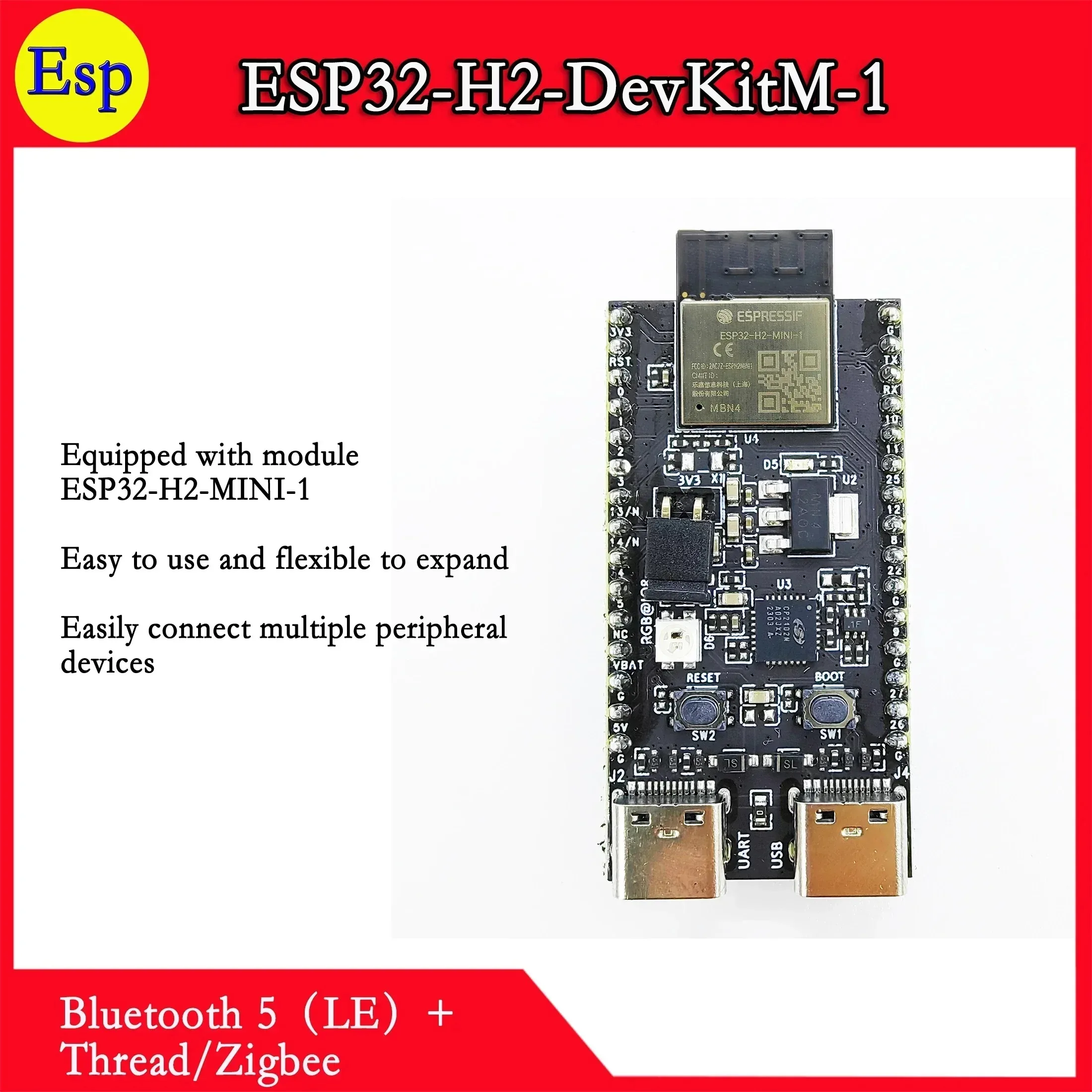 ESP32-H2-DevKitM-1 4MB Flash Espressif Technology  ESP32-H2-MINI-1 N4 ESP32-H2 Thread Zigbee BLE