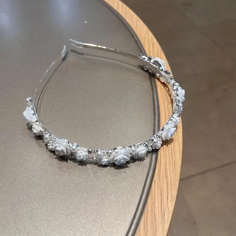 عصابة رأس من حجر الراين الكريستالي واللؤلؤ للنساء، طوق شعر وردي للفتيات، إكسسوارات عصابة رأس عصرية ومتعددة الاستخدامات