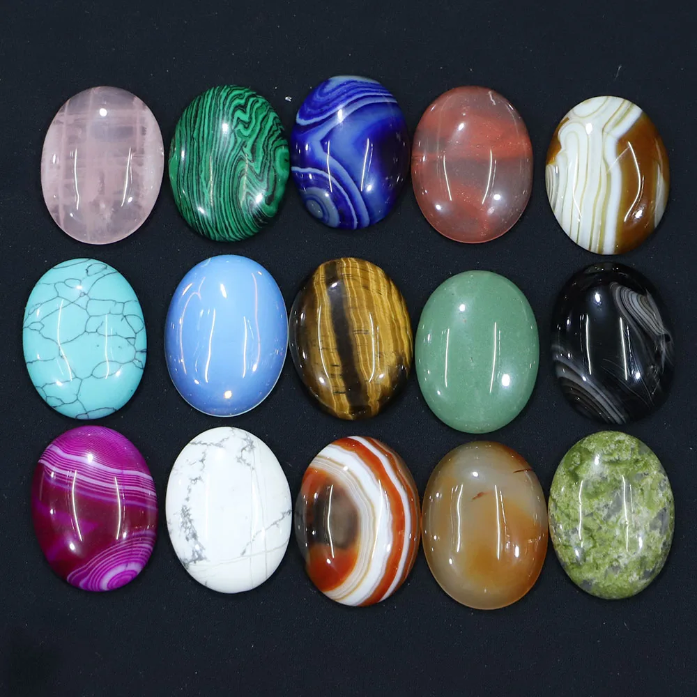 

30*40MM Selling New Natural Stone Oval Shape CAB Cabochon Bead Agate Turquoise Opal DIY Jewelry Making Necklace Accessories 8Pcs