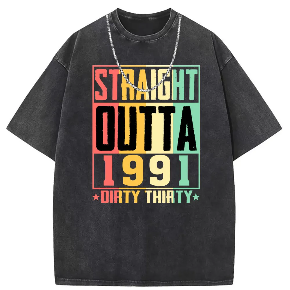 Straight Outta 1991 Dirty 30 Men's Long Sleeve Tshirts Men Moto Biker Christmas Day Sweatshirts Holiday Sportswears Funky