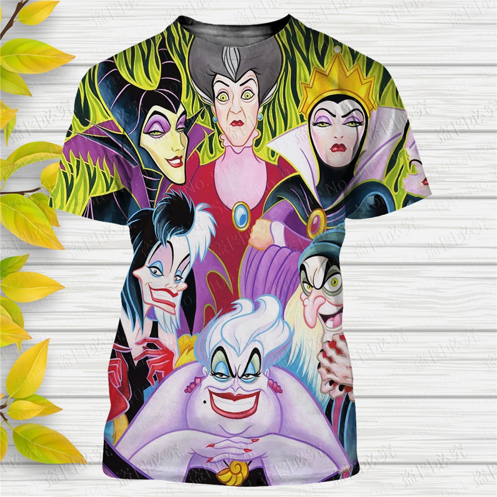 Ursula Boys Girls T-shirt Maleficent Men's T-shirt 3D Print Disney Short Sleeve Evil Villain Men's T-shirt MINISO Men's Clothing