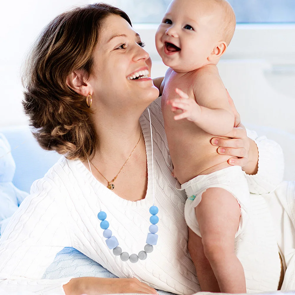 

2Pcs Baby Teething Necklace Silicone Teething Beads for Infants Soft Flexible Safe Wear Practical Gift Necklace for Babies