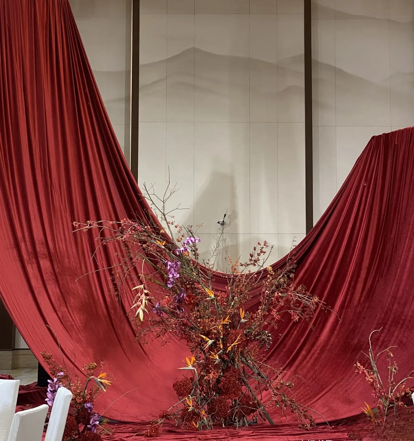 Red Velvet Cloth Brick Flannel Draping Fabric for Wedding Background Purdah Tablecloth Banquet Layout Stage Fabric
