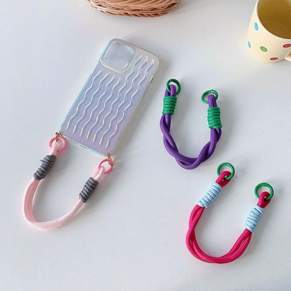Exquisite Detachable Rope Lanyard Strap Rainbow Braided Wrist Strap Portable Bag Keychain Bag Accessories