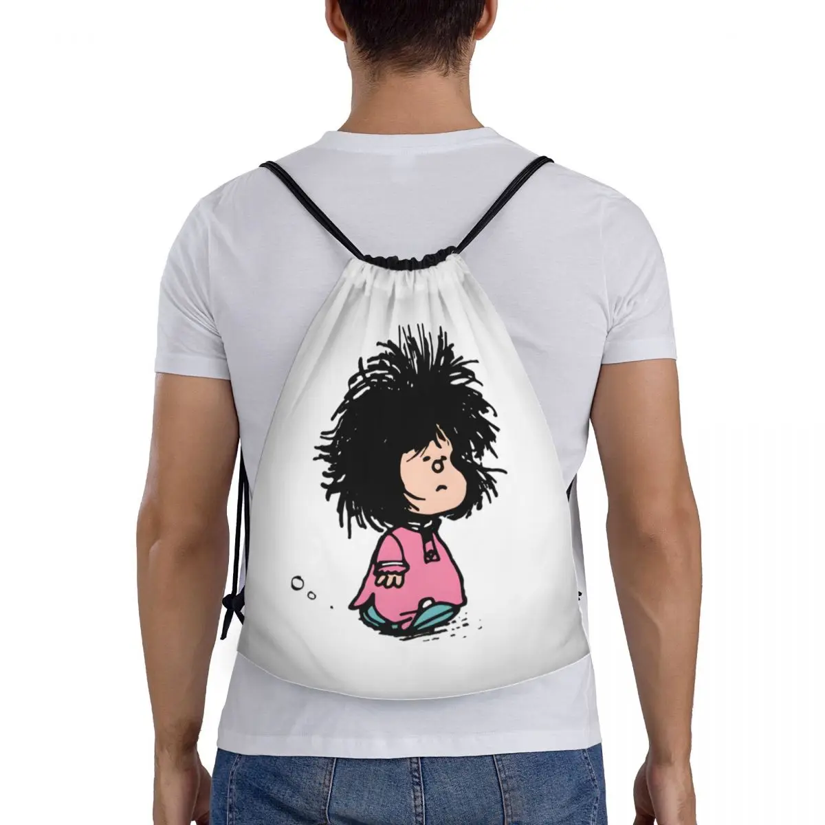 حقيبة ظهر رياضية برباط من Humor Manga Mafalda للرجال والنساء حقيبة تسوق كرتونية كوينو الأرجنتينية