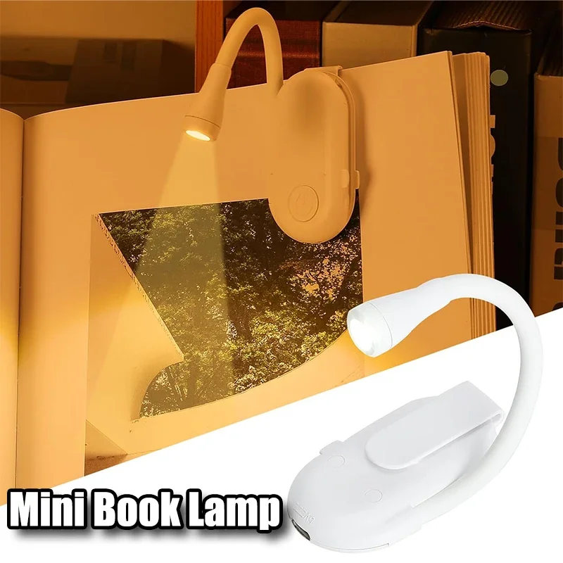 

USB Rechargeable Mini Reading Book Lamp LED Dimmable Bedroom Eye Protection 360° Flip Book Lamp Portable Stand Clip Night Light