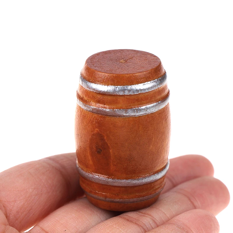 1:12 Dollhouse Miniature Wooden Beer Barrel Model For Doll House Decoration Kids Pretend Play Toys