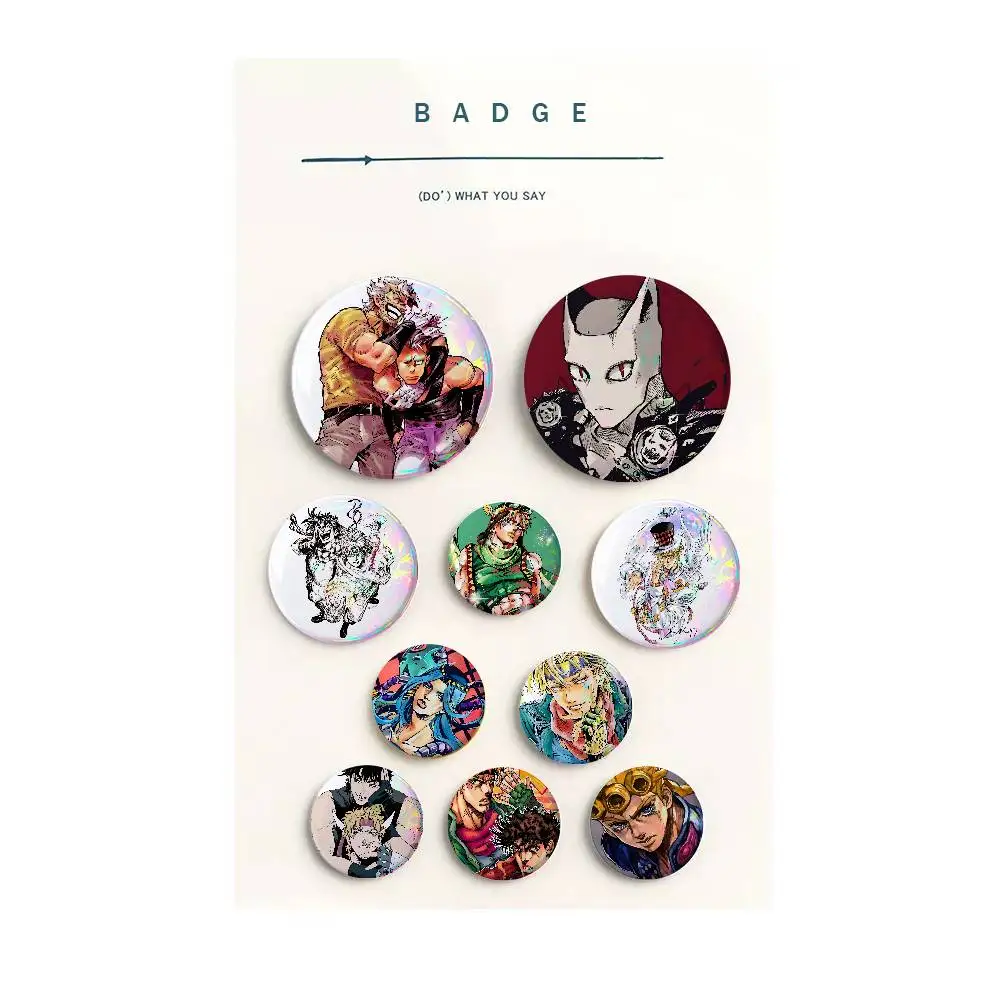 anime jojo Creative Round Button Pins Badge Set Cartoon Anime Movie Music Pattern Brooches for Bags Jackets