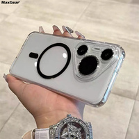 Luxury HD Transparent for Magsafe Magnetic Phone Case For Huawei Pura70 P70 Mate60 Ultra Pro Plus Wireless Charger Acrylic Funda