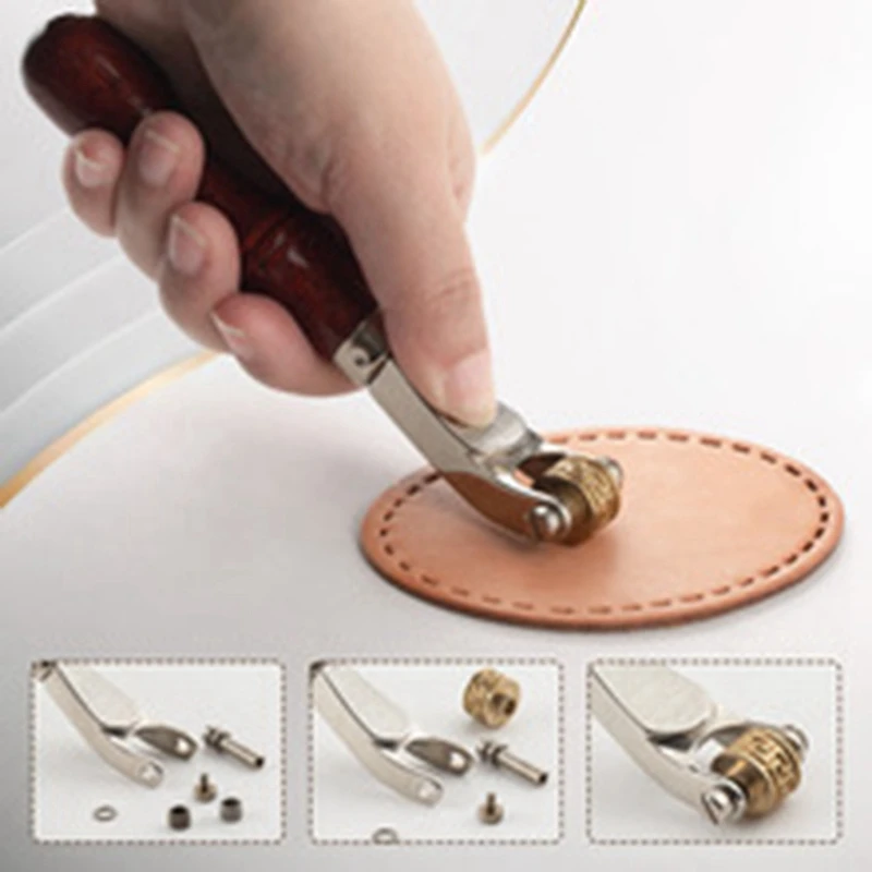 Large Leather Embossed Wheel Handle Leather Roller Wood Handle DIY Handmade Leather Embossed Tool Manual Tool-A27R
