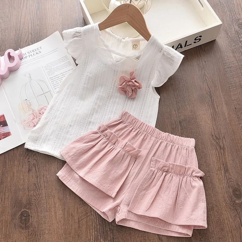 Kid Baby Girls Clothes Sets Summer Sleeveless Tops Shorts Fashion Lovely Clothing