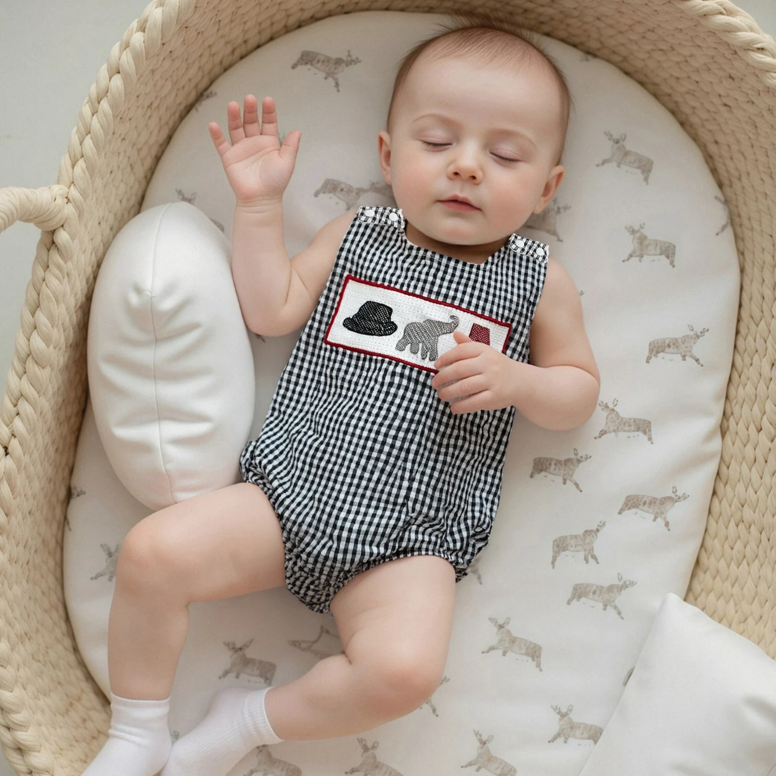 

Baby Clothing Girl Boy Plaid Overalls Romper Summer Elephant/Rugby Embroidery Jumpsuits Newborn Infant Clothes