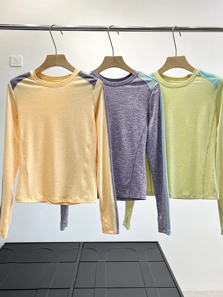 

Уличная женская футболка Spor Long Sve Qui Dry Дышащая круглая футболка Ne Color Blo Универсальная осенняя новинка Sle из полиэстера Ny...