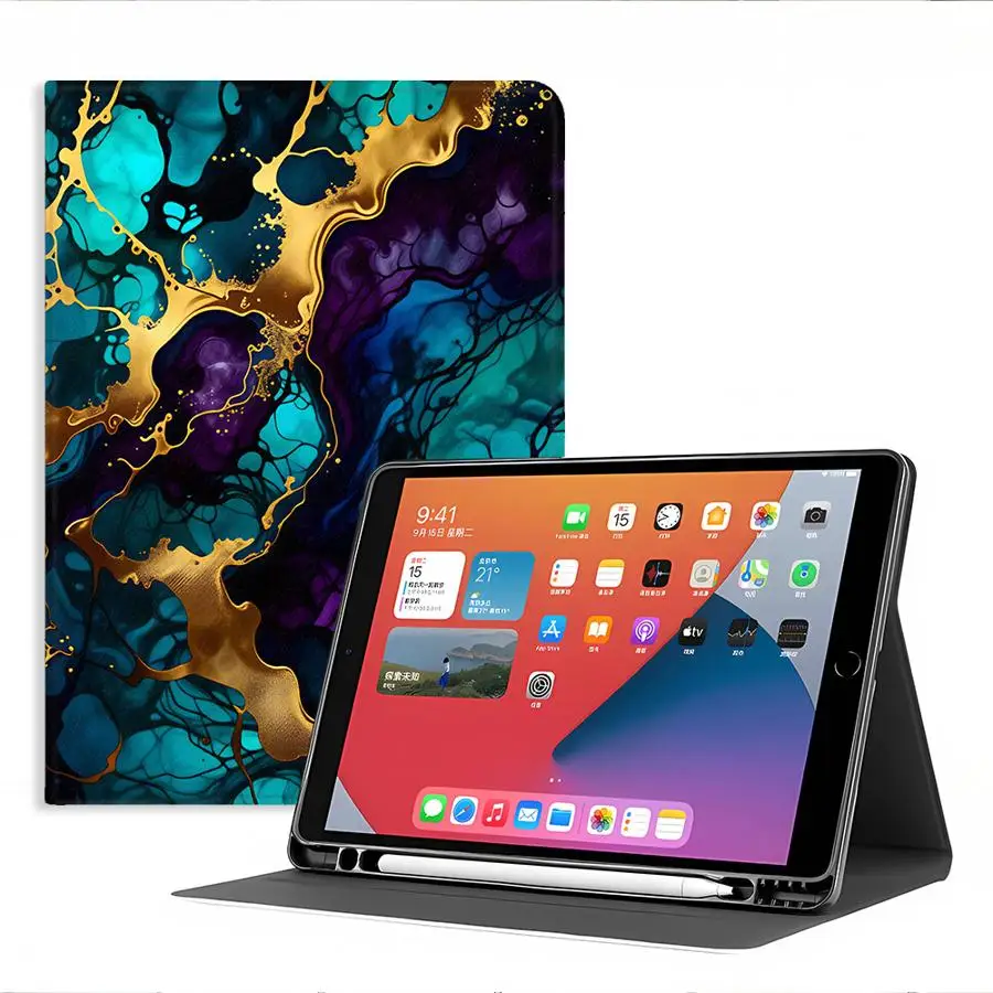 Dark Bubble Pattern With Pencil Holder Case for Xiaomi Redmi Pad SE K Pad 8.8 9.7 12.4 Inch Pad 5 6 7 8 Pro Pad 6s Pro 7 Ultra 6