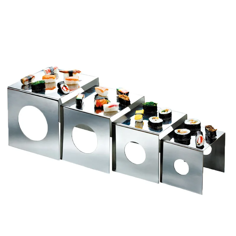 

Buffet Stainless Steel Hammer Dim Sum Breakfast Sushi Six-piece Pastry Display Stand Cake Hotel Tableware