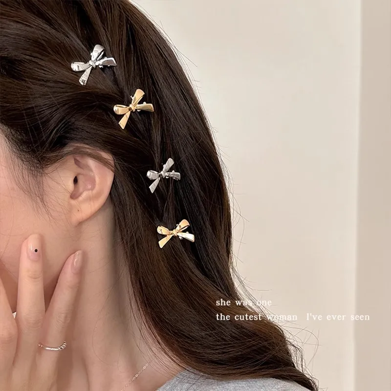 

10pcs/set Women's New Golden Bow Mini Hairpins Sweet and Cool Girl Bangs Hairpins and Hair Accessories for Women