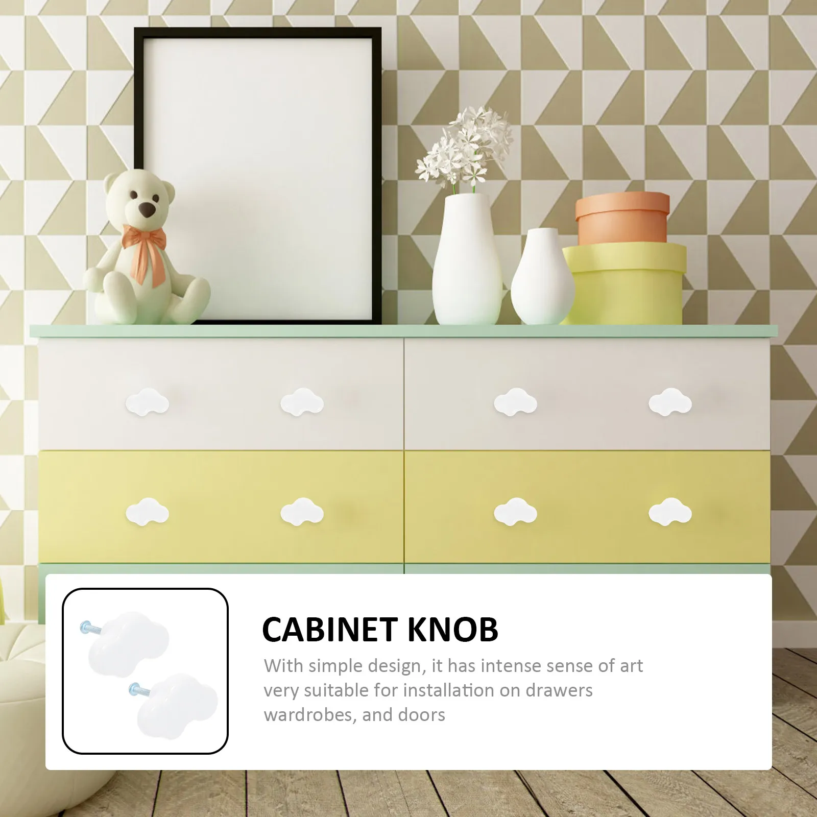 1Set Cloud Drawer Handle Ceramic Cute Cartoon Cabinet Knob Wardrobe Pull Decorative Single Hole Furniture Accessory
