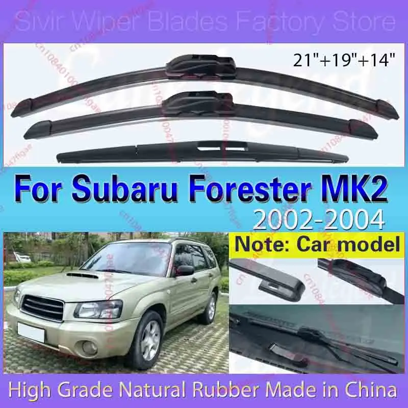 

For Subaru Forester MK2 2002 2003 2004 Front Rear Wiper Blades Brushes Cutter Windshield Windscreen Window U J Hook 21"+19"+14"