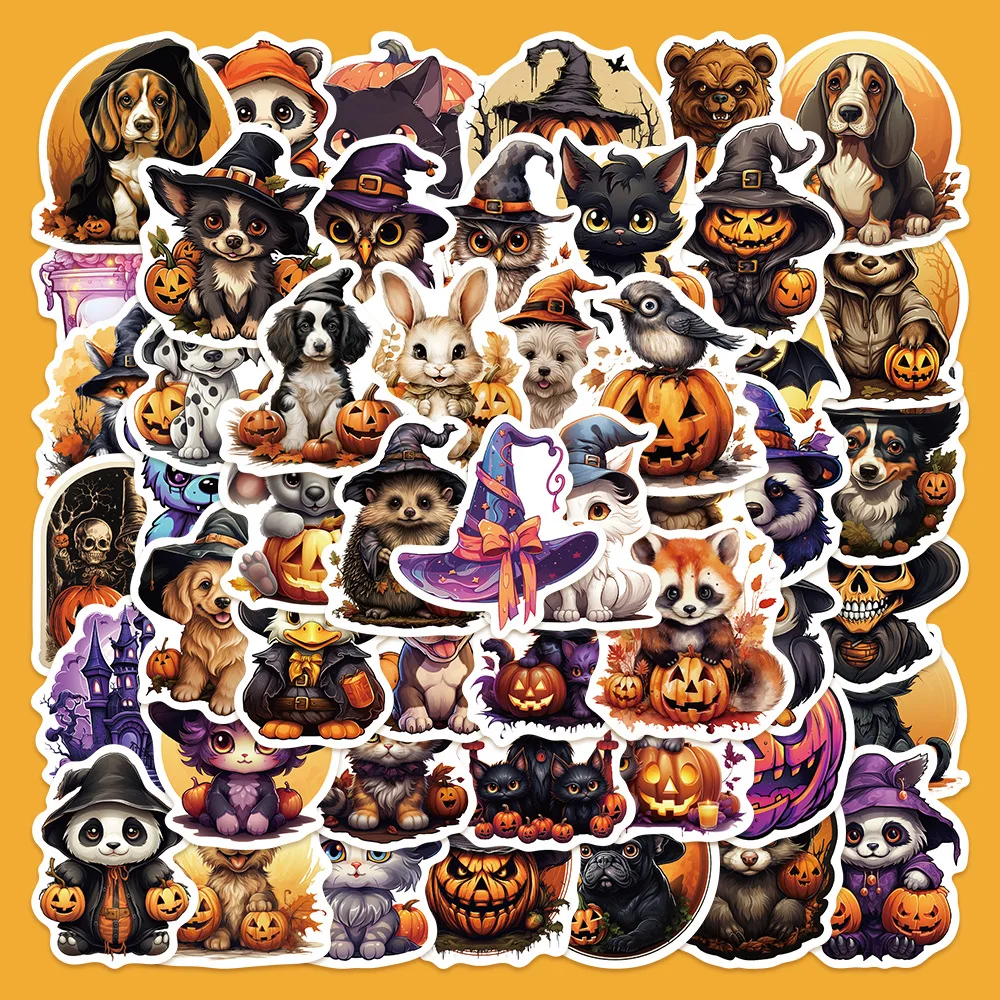 

50pcs Ins Style Horror Pumpkin Series Graffiti Stickers Suitable for Helmet Desktop Wall Decoration DIY Sticker Pack Wholesale