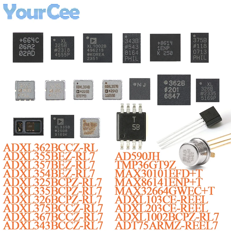 Sensores de Temperatura AD590 AD590JH TO-52-3, Sensores IC ADT75ARMZ ADXL203CE ADXL103CE ADXL343BCCZ MAX86141ENP ADXL367BCCZ ADXL355BEZ