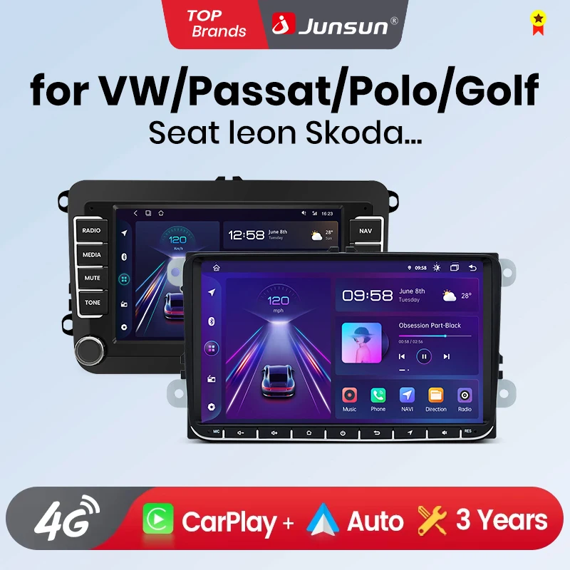 Junsun Wireless CarPlay Android Auto Car Radio per volkVolkswagen VW Passat B6 B7 Tiguan GPS sistemi intelligenti Multimedia Car Radio