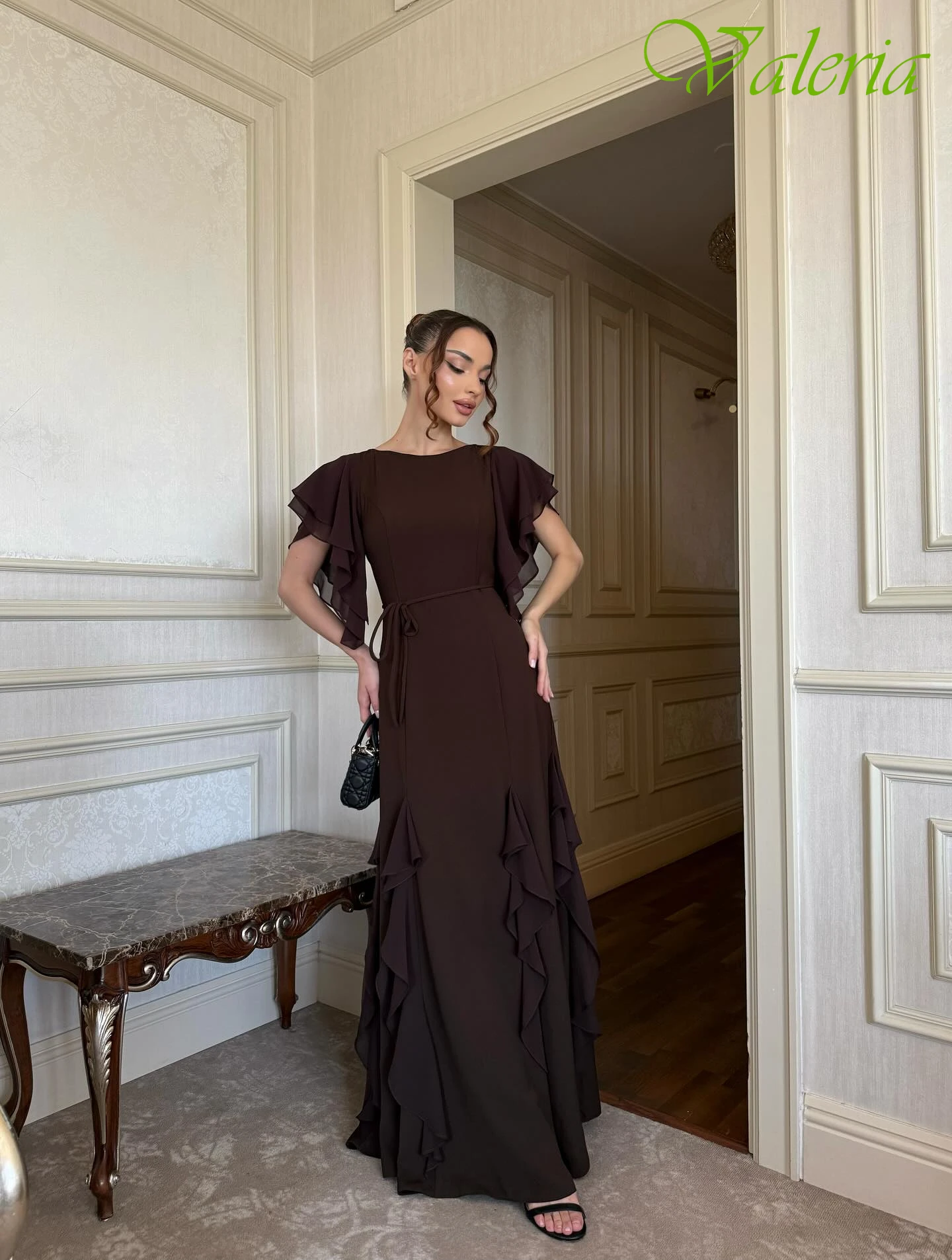 Aangepaste A-lijn ronde hals korte mouwen elegante formele avondjurk moderne mode beroemdheidsjurken hoge kwaliteit galajurk