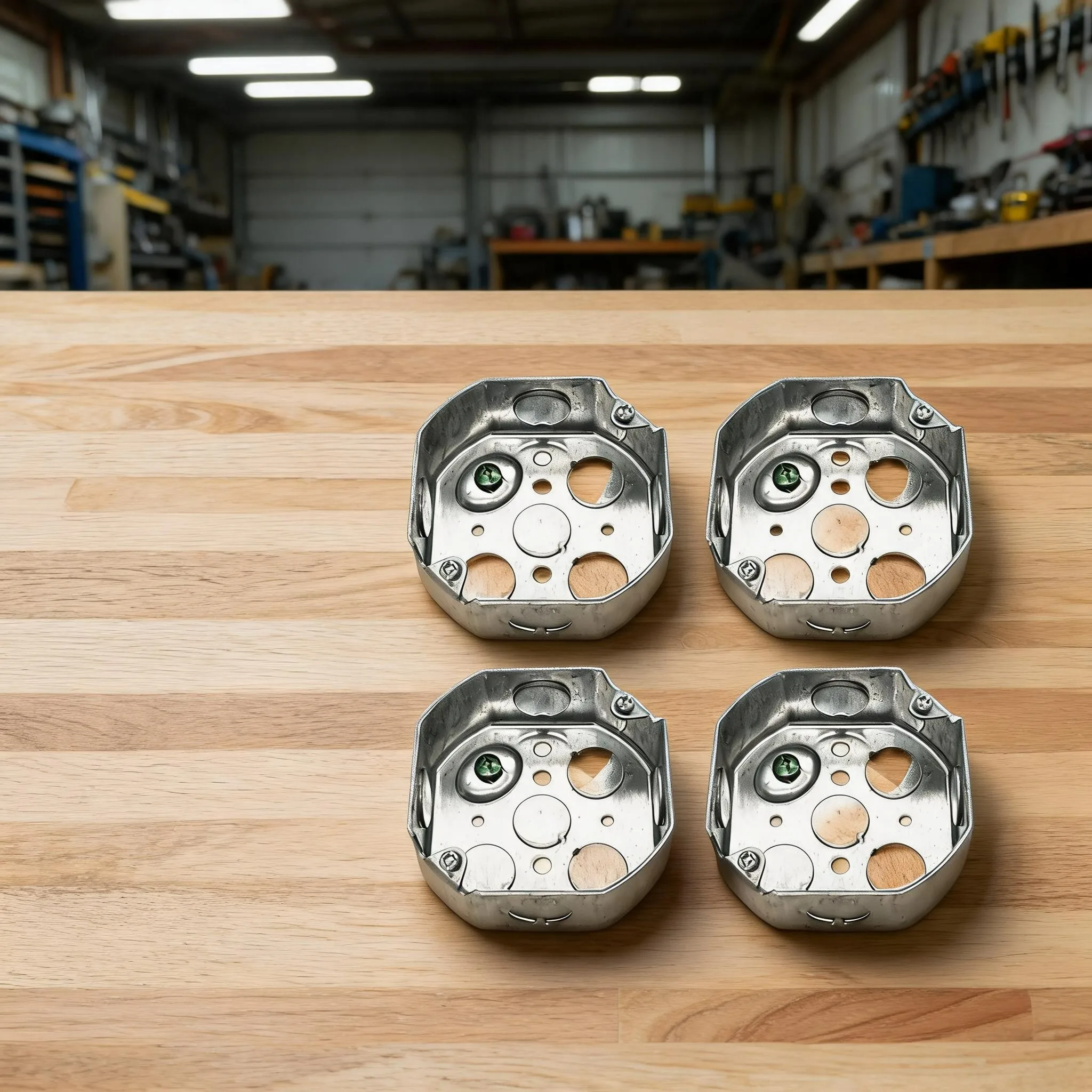 4 Inch Galvanized Stretch Metal Octagonal Junction Box Indoor Outdoor Circuit Wiring Connection Mounting Maintenance Hardware