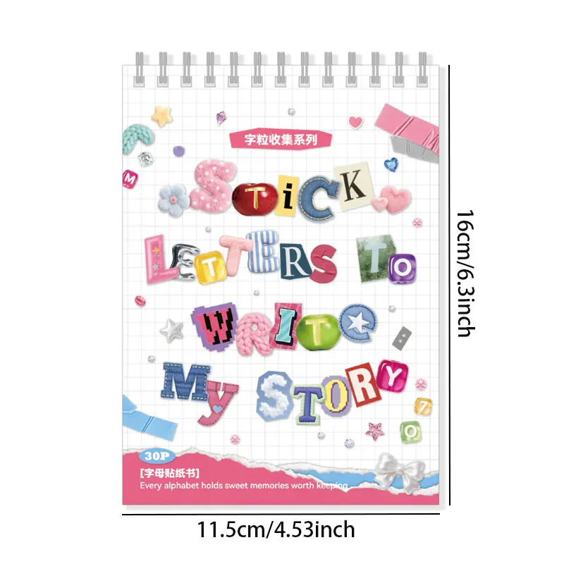 30 Sheets Cartoon Letter Stickers Colorful A-Z Alphabet PET Waterproof Decals For Journaling Scrapbooking Gift Decor Labeling