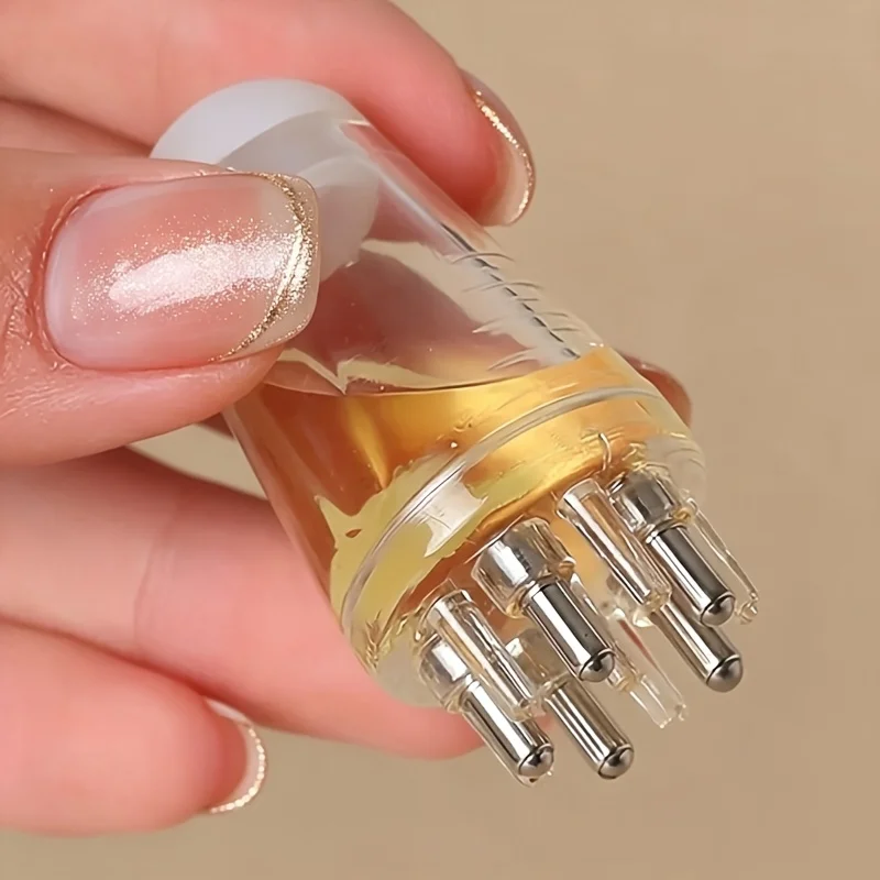 1pc Hair Growth Oil Applicator Massager Transparent Storage Steel Ball Roller For Scalp Nourishing Promote Hair Growth Grooming
