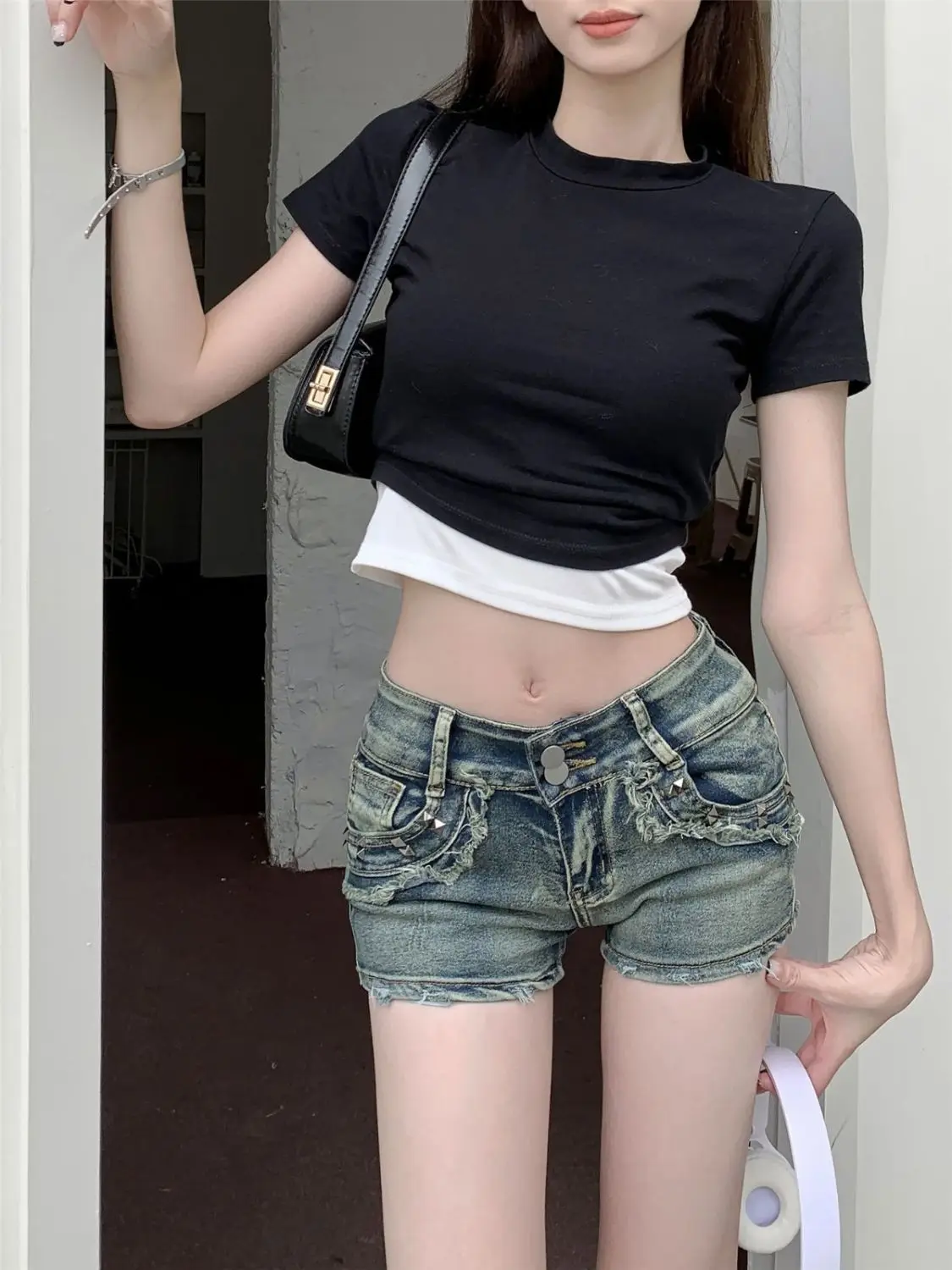 

Slimming Low Rise Denim Shorts: Retro High Street Hotpants, Cheeky Butt Lifting, Women's Summer Short Shorts, 90s Y2K Style