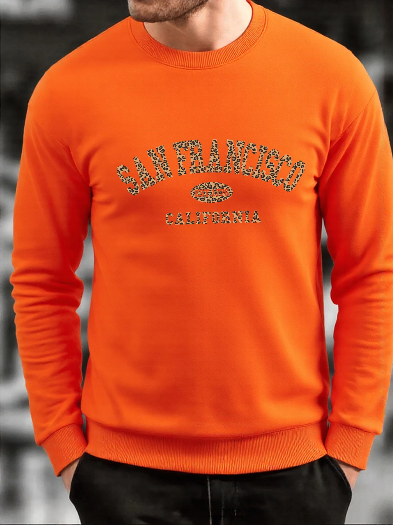 سان فرانسيسكو كاليفورنيا الطباعة الذكور البلوز الشارع الفراء بطانة البلوفرات الصوف الخريف ملابس غير رسمية رجالي فضفاض س الرقبة الملابس