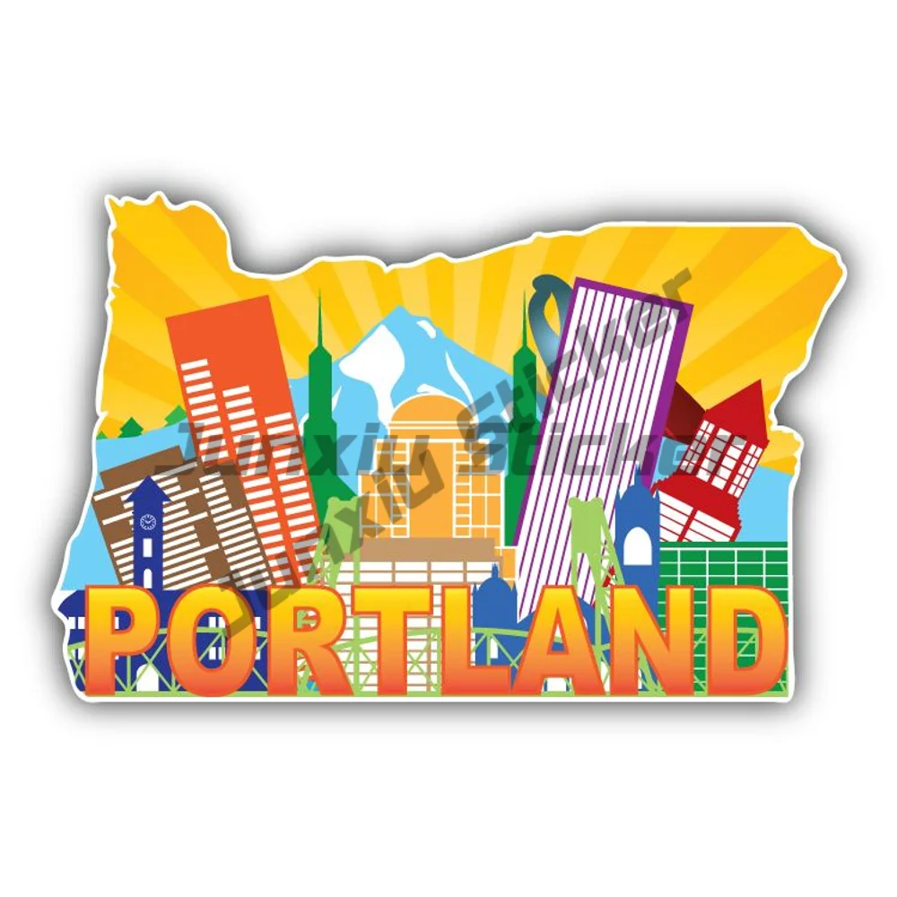 

Portland Oregon City Skyline Car Sticker Bumper Laptop Speedboat Rear Windshield Waterproof Exterior Decal Accessories Funny