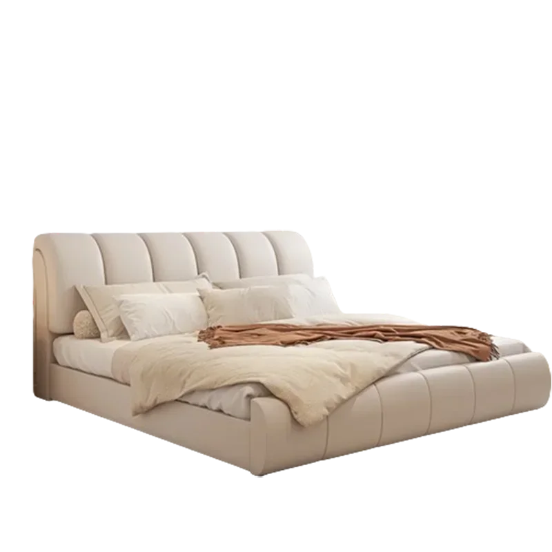 

White Queen Frame European Headboard Soft Bed Double Human Floor Muebles Para Dormitorio Nordic Furniture, elegant and exquite