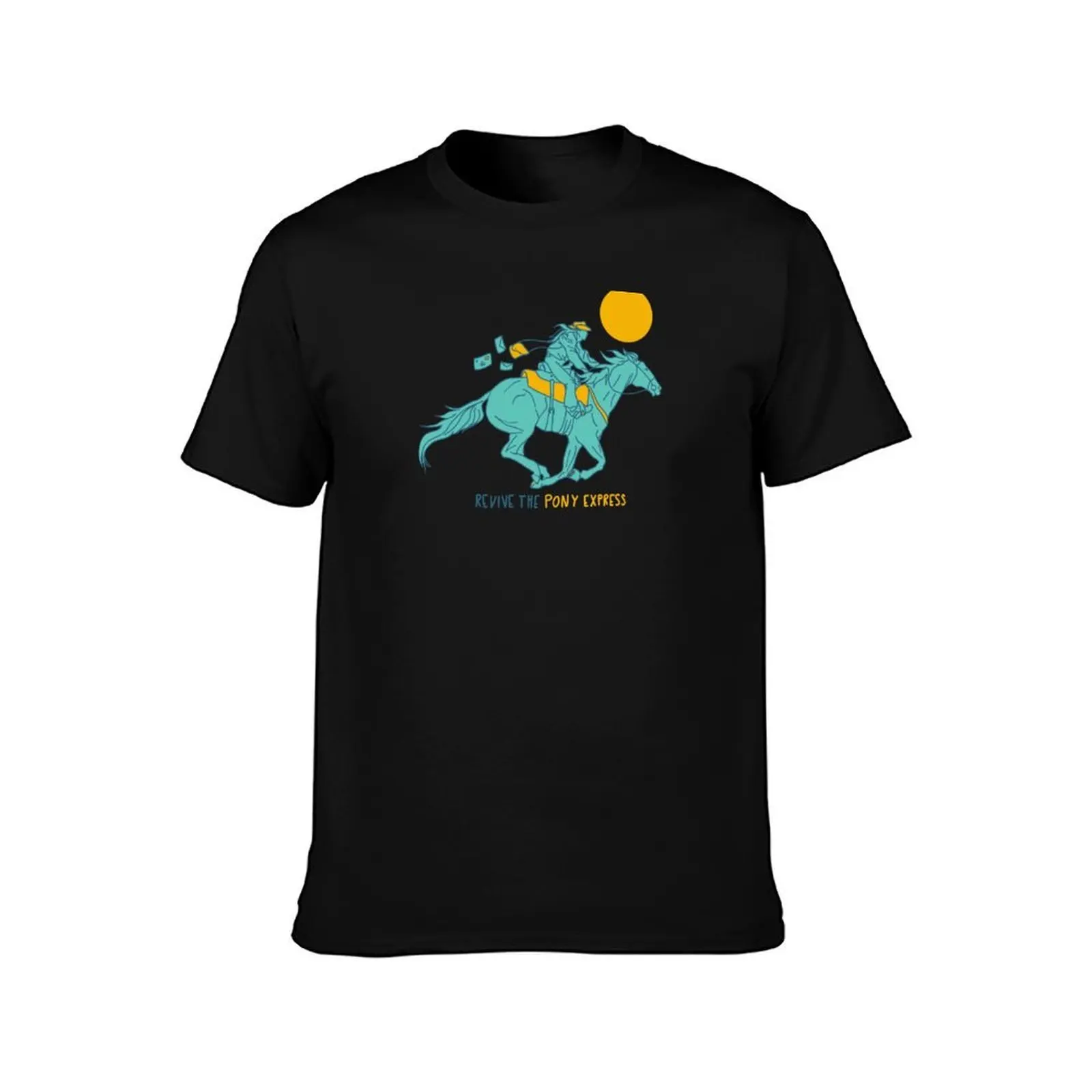 Revive the Pony Express T-Shirt, Summer Casual Cotton Tee, Oversized Streetwear Tops, Vintage Graphic Print, Unisex Men Women