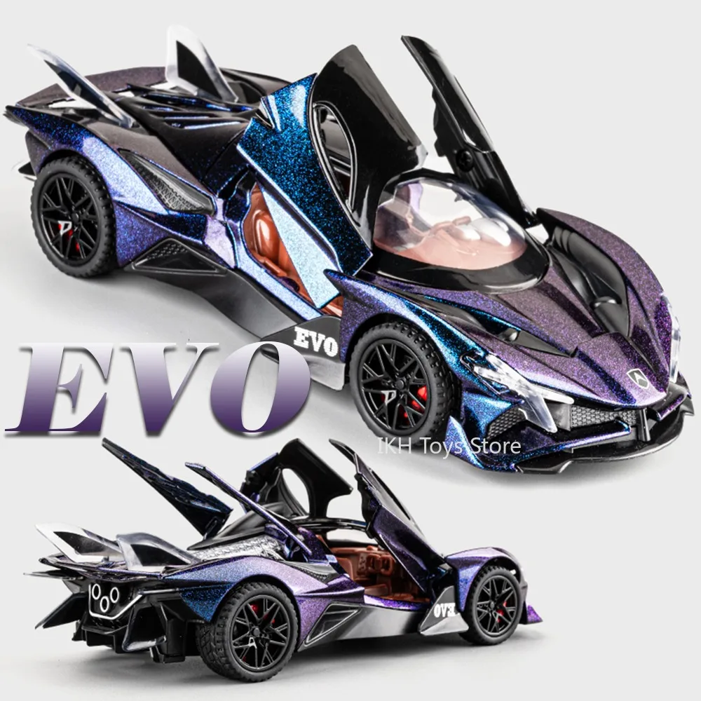 

1:32 Apollo EVO IE Model Toy Miniature Sports Cars Alloy Diecast Sound Light Doors Opened Pull Back Mini Sports Cars Kids Gifts