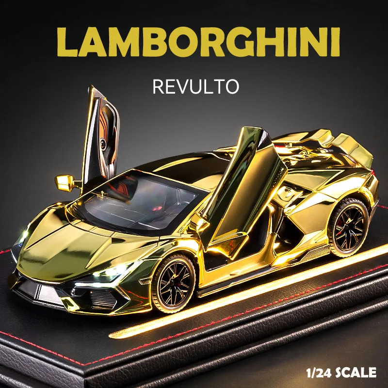 

Simulation 1:24 Lamborghini Revuelto Super Car Model with Sound Light Children Boy Birthday Gift Miniature Voiture Home Decor
