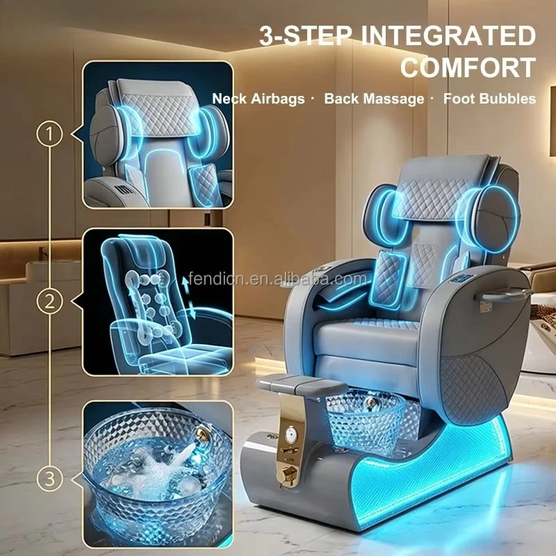 Professional Beauty Salon Furniture Electric Reclining Pedicure Massage Chair with Foot Spa Basin