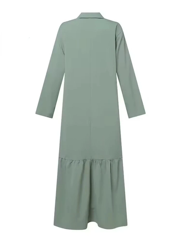 Sommer Neue frauen Pendeln Stil Hemd Rock Lose Kragen Halb Offenen Kragen Casual Spleißen Langarm Urlaub Rock