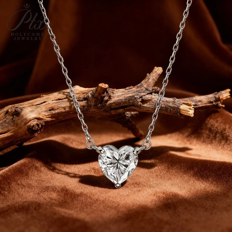 

Heart-Shaped Moissanite Pendant Necklace 1–3CT 925 Silver Gold-Plated Elegant Women’s Daily Jewelry & Christmas Gift