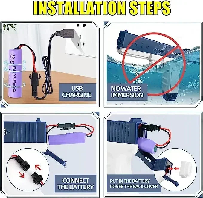 Pistola de agua eléctrica recargable de alta presión para niños, juguete contra salpicaduras automático, tanque grande para batallas de playa de verano, regalo de lucha contra el agua