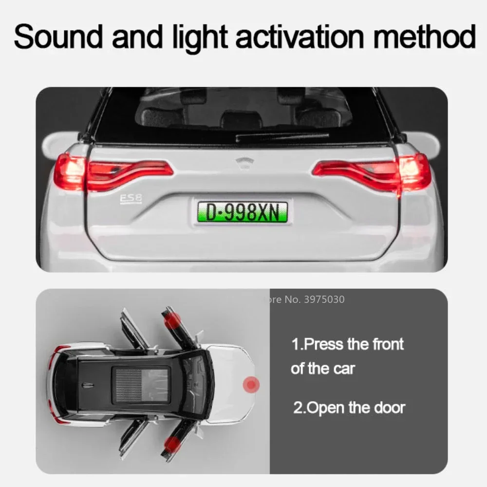 Diecast SUV carro modelo brinquedo para menino, 1:32, liga de metal, veículo off-road, abertura da porta, puxar para trás, coleção, presente, NIO, ES8