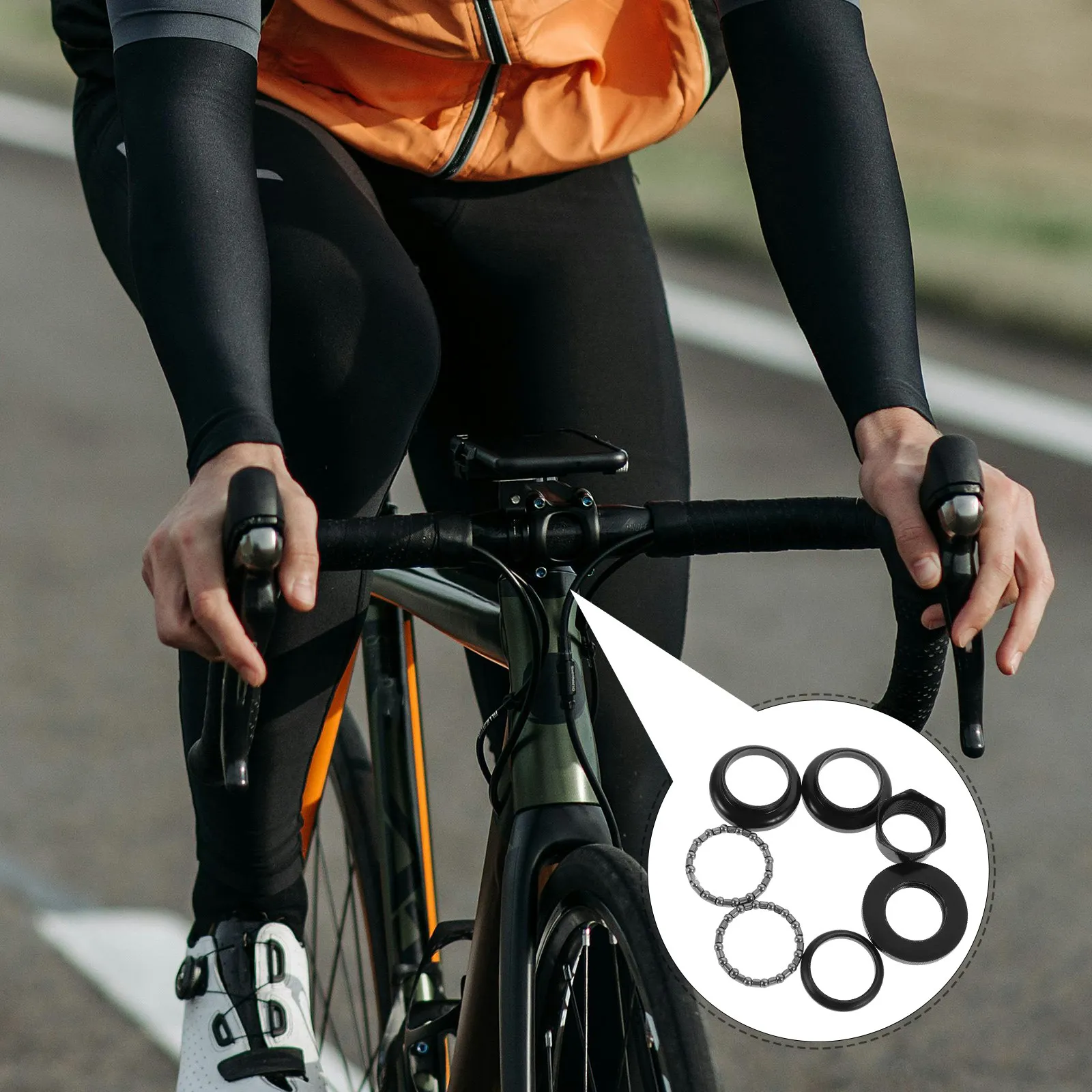 

1Set Bike Headset Metal Bearing Bike Stem Headset Front Fork Bowl Stable Heavy Duty Bicycle Accessory Replacement